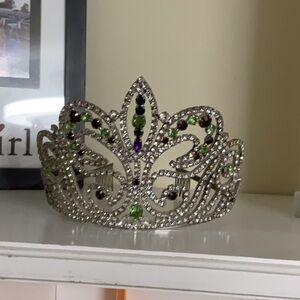 Elegant Rhinestone Tiara with Green and Purple Accents
